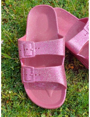 Mules femme Siska fushia pailletées