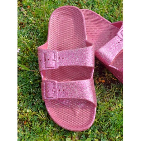 Mules femme Siska fushia pailletées