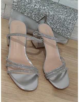 Escarpins femme strass Cory argentés