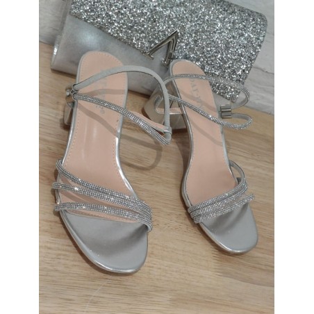 Escarpins femme strass Cory argentés