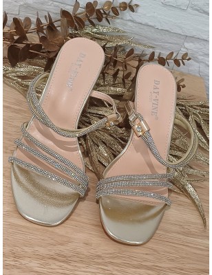 Escarpins femme strass Cory dorés