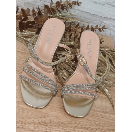 Escarpins femme strass Cory dorés