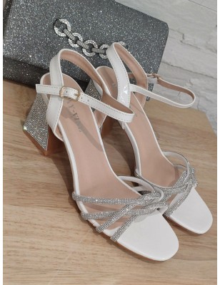 Escarpins femme strass Chiva blancs