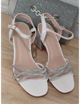 Escarpins femme strass Chiva blancs