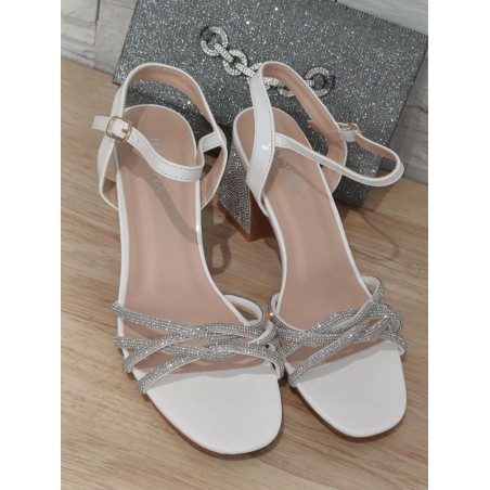 Escarpins femme strass Chiva blancs