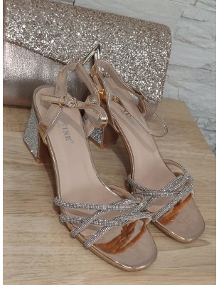 Escarpins femme strass Chiva champagne