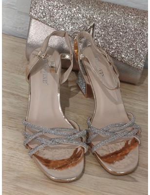 Escarpins femme strass Chiva champagne