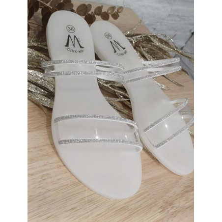 Mules femme Rebecca transparentes et blanches