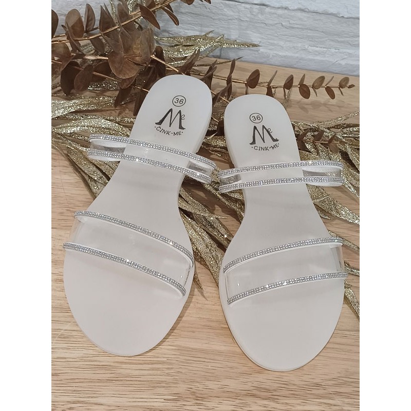 Mules femme Rebecca transparentes et blanches
