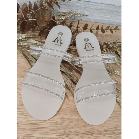 Mules femme Rebecca transparentes et blanches