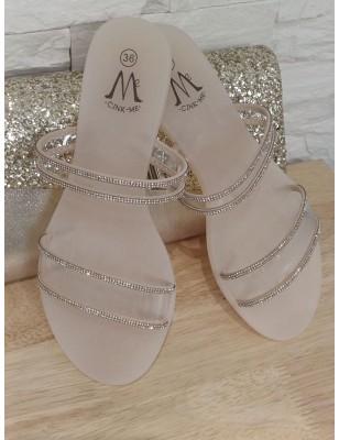 Mules femme Rebecca transparentes et rose gold