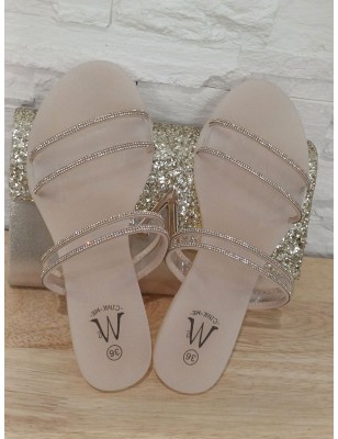 Mules femme Rebecca transparentes et rose gold