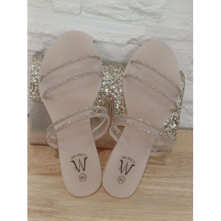 Mules femme Rebecca transparentes et rose gold