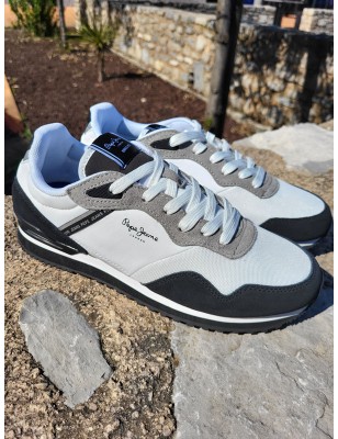 Baskets homme sneakers Pepe Jeans london life blanches