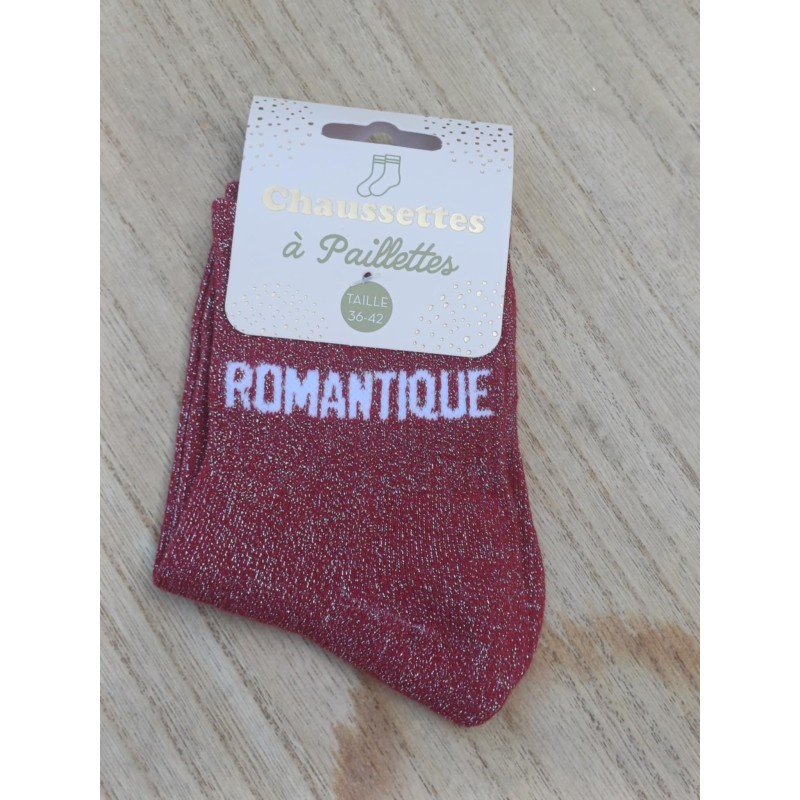 Chaussettes à paillettes "romantique" bordeaux