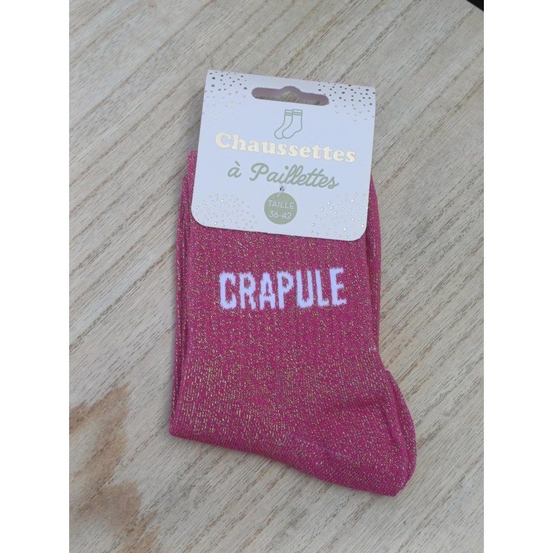 Chaussettes à paillettes "crapule" fushia