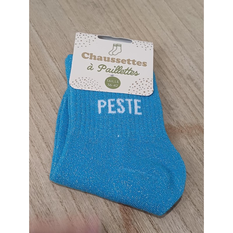 Chaussettes à paillettes "peste" bleues