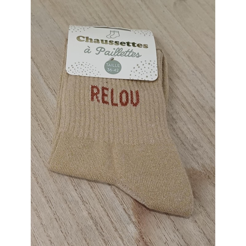 Chaussettes à paillettes "relou" dorées