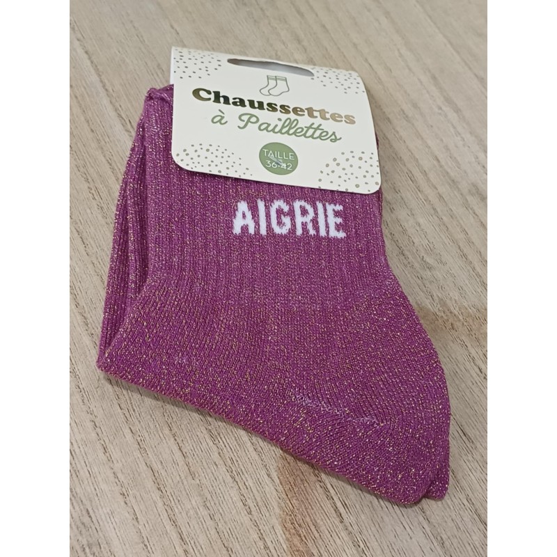Chaussettes à paillettes "aigrie" violettes