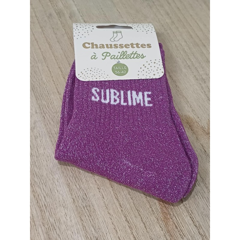 Chaussettes à paillettes "sublime" violettes