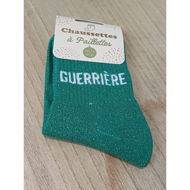 Chaussettes à paillettes "guerriere" vertes