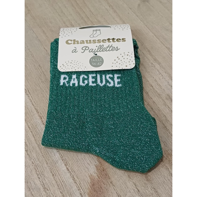 Chaussettes à paillettes "rageuse" vertes
