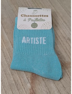 Chaussettes à paillettes "artiste" bleues