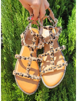 Sandales femme clou Ezalina léopard