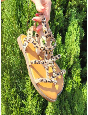 Sandales femme clou Ezalina léopard