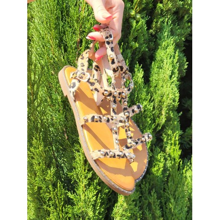 Sandales femme clou Ezalina léopard