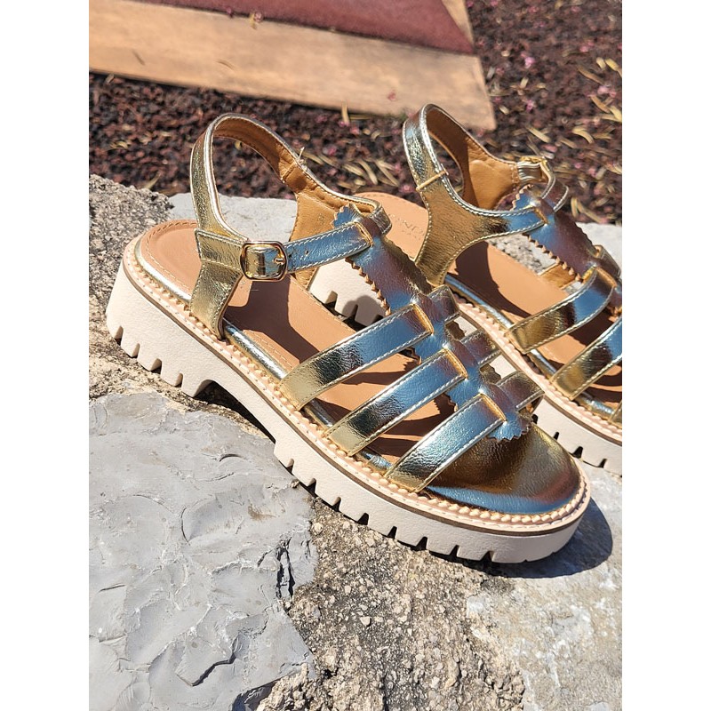 Sandales femme Jelina gold vernis