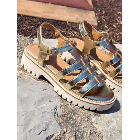 Sandales femme Jelina gold vernis