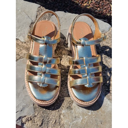 Sandales femme Jelina gold vernis