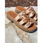 Mules femme Anissa beige et camel