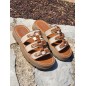 Mules femme Anissa beige et camel