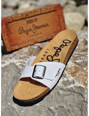Mules homme Pepe Jeans Bio basic blanches