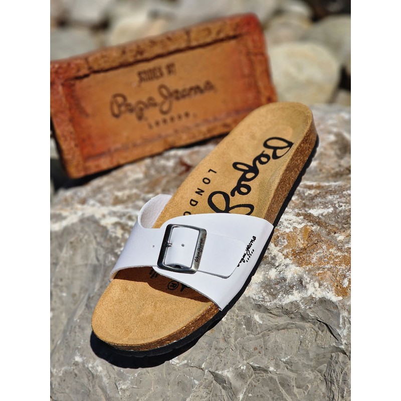 Mules homme Pepe Jeans Bio basic blanches