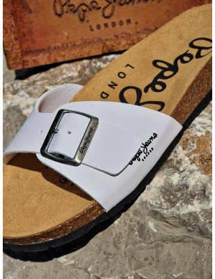 Mules homme Pepe Jeans Bio basic blanches