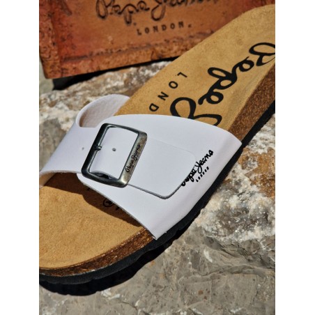 Mules homme Pepe Jeans Bio basic blanches