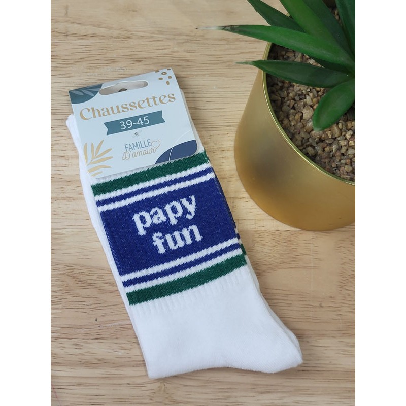 Chaussettes homme "papy fun" blanches