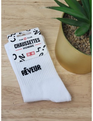 Chaussettes homme "reveur" blanches