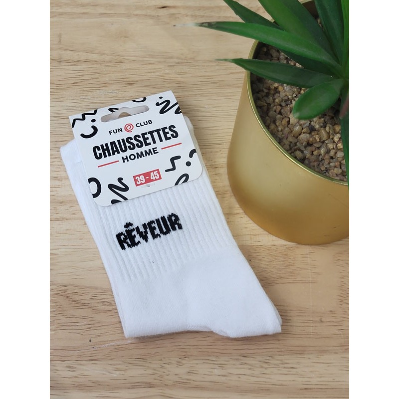 Chaussettes homme "reveur" blanches
