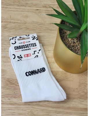 Chaussettes homme "connard" blanches
