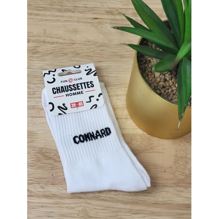 Chaussettes homme "connard" blanches