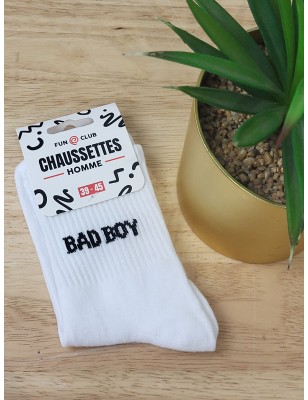 Chaussettes homme "bad boy" blanches