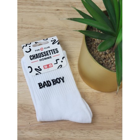 Chaussettes homme "bad boy" blanches