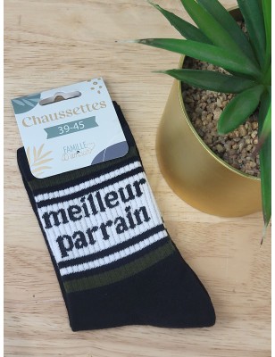 Chaussettes homme "meilleur parrain" noires