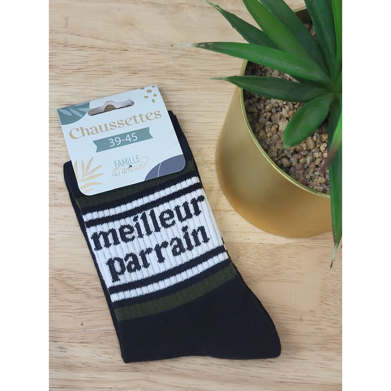 Chaussettes homme "meilleur parrain" noires