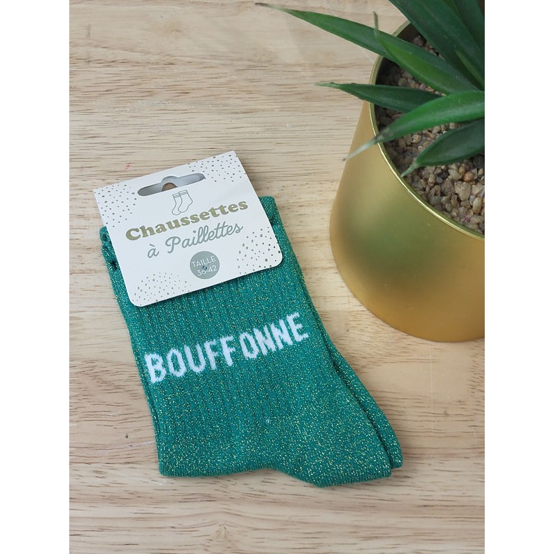 Chaussettes à paillettes "bouffonne" vertes