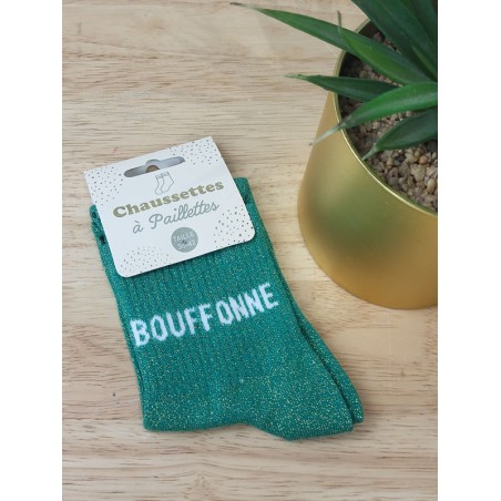 Chaussettes à paillettes "bouffonne" vertes